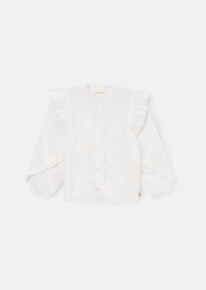 Lacey Embroidered Frill Sleeve Blouse