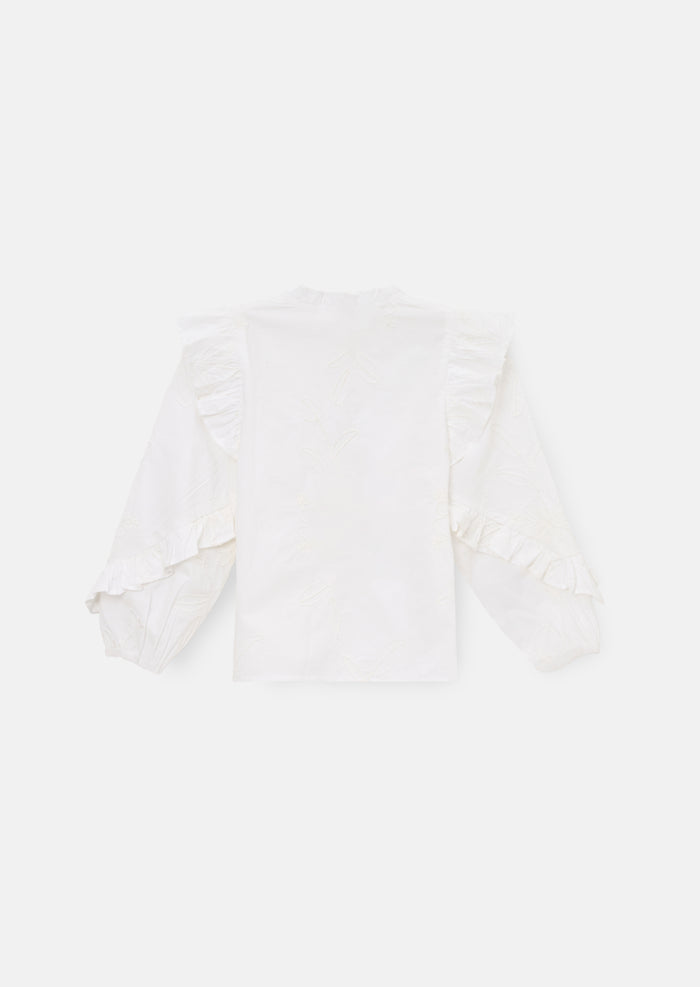 Lacey Embroidered Frill Sleeve Blouse