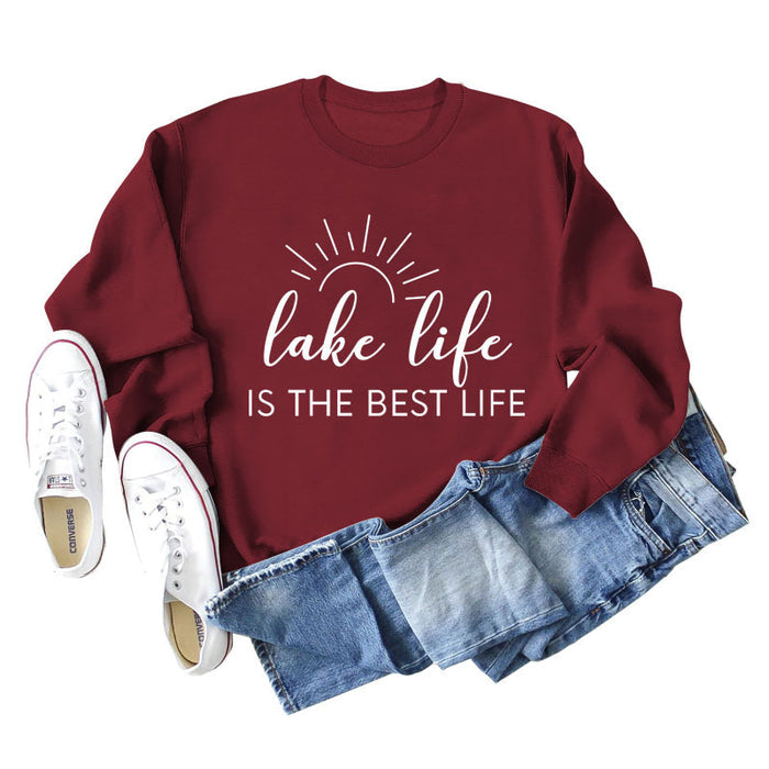 Wine red sweater (white font) / S