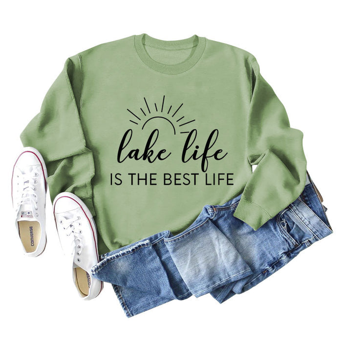 Olive green sweater (black font) / S