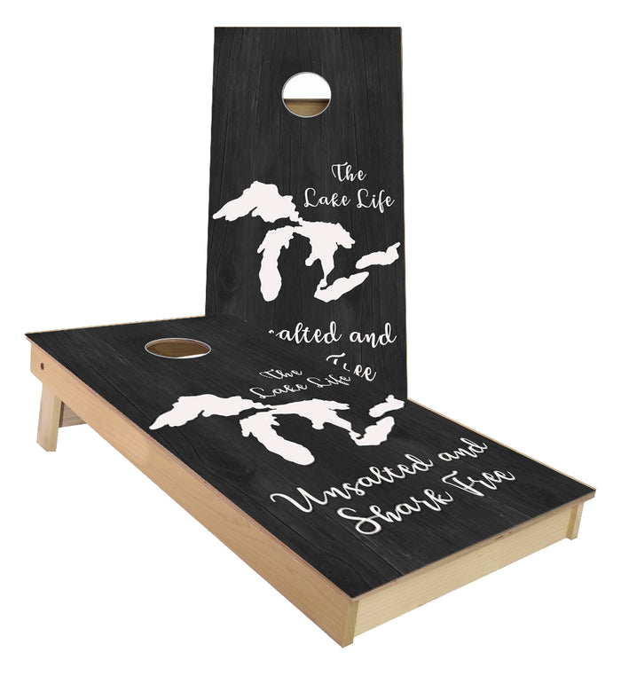 Lake Life Unsalted and Shark Free Cornhole Boards