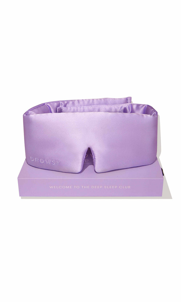 Purple sleep mask on a white background
