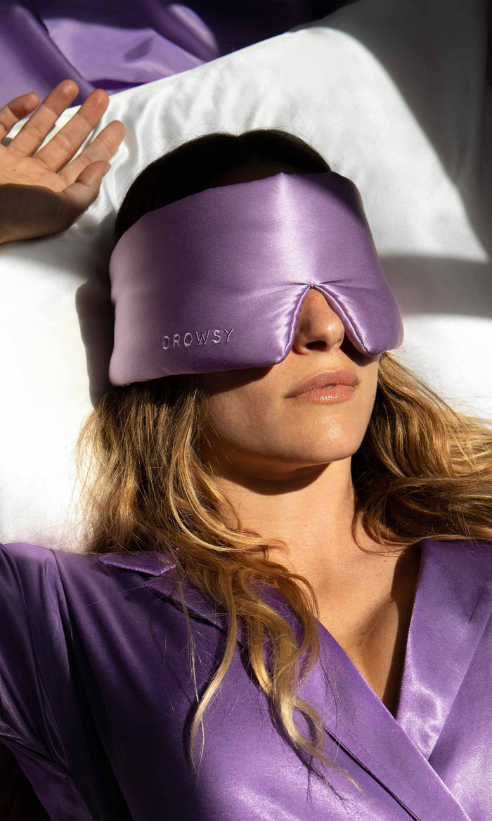 drowsy sleep mask, silk sleep mask, lavender haze sleep mask, mulberry silk mask, beauty sleep essentials, silk eye mask, blackout sleep mask, padded sleep mask, luxury sleep accessories, nighttime skincare tools, travel sleep mask, wellness essentials