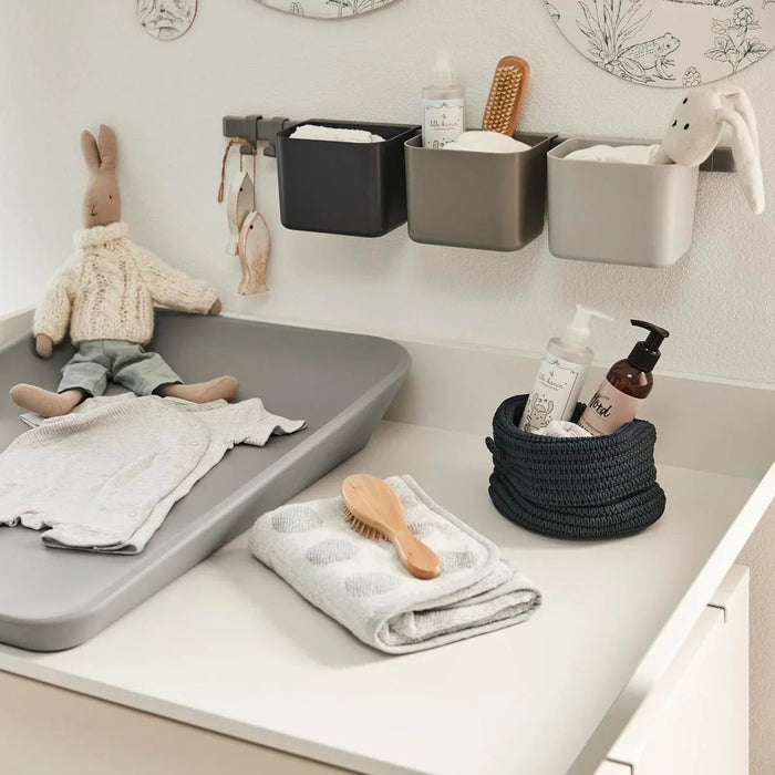 Toshi Baby Baby Changing Station with Accessories on Leander 3 Piece Double Rod for baby strollers