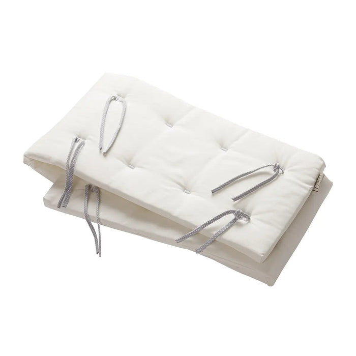White quilted Luna Cot Bumper with gray ties for Toshi Baby baby strollers