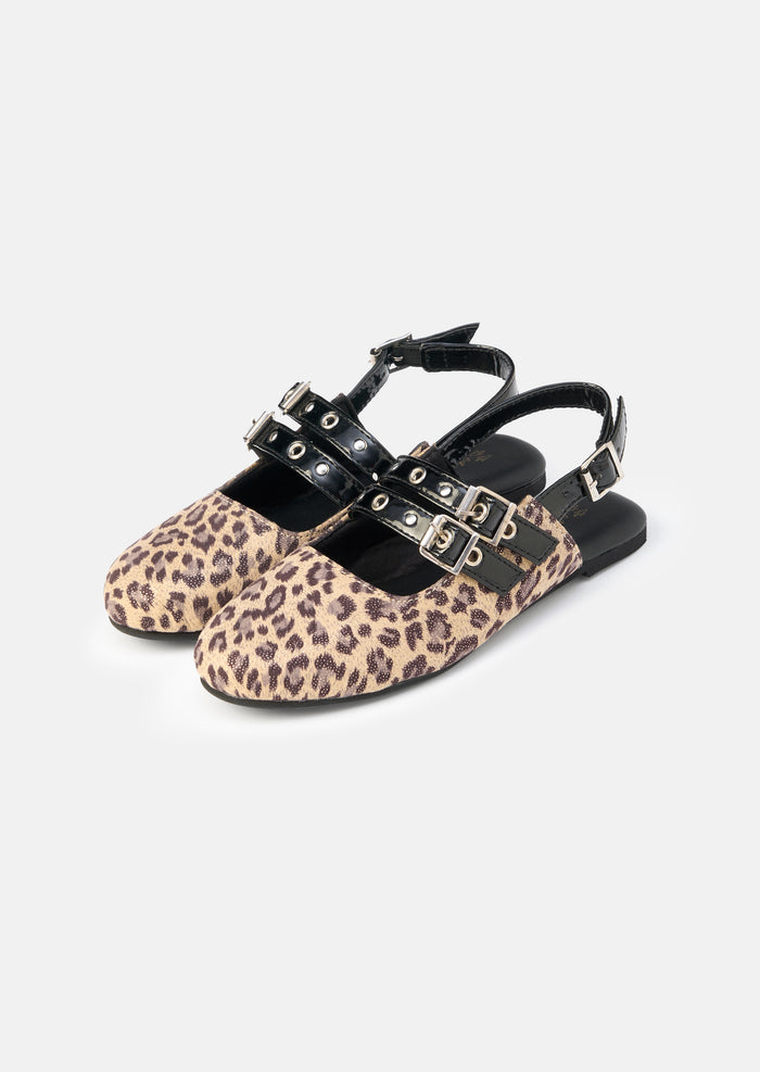Leopard Buckle Sling Back Shoe