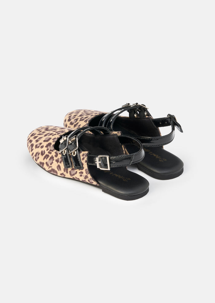 Leopard Buckle Sling Back Shoe