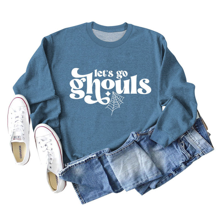 Blue sweater (white font) / S
