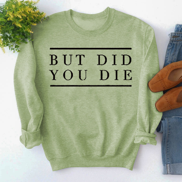 Olive green sweater (black font) / S
