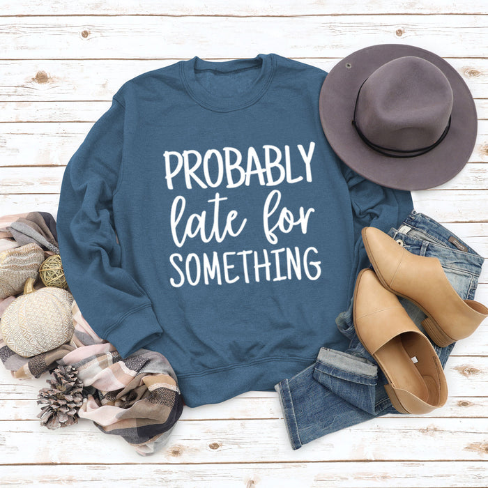 Blue sweater (white font) / S
