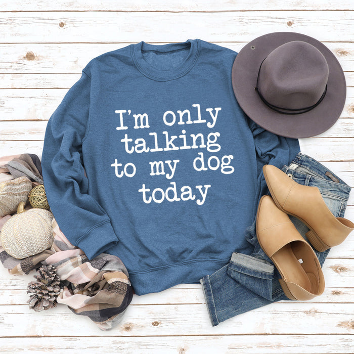 Blue sweater (white font) / S