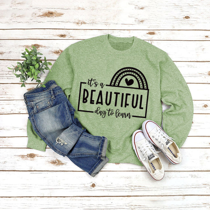 Olive green sweater (black font) / S