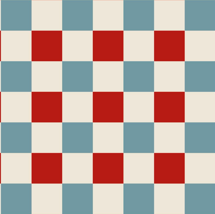 Checkered pattern with red, blue, and white squares
