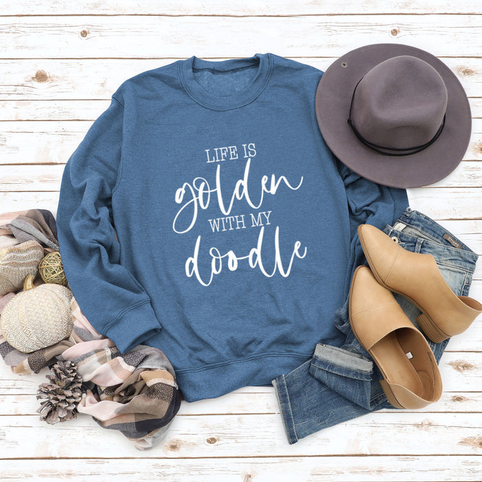 Blue sweater (white font) / S