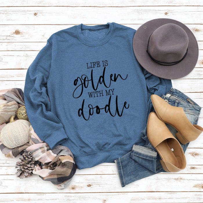 Blue sweater (black font) / S