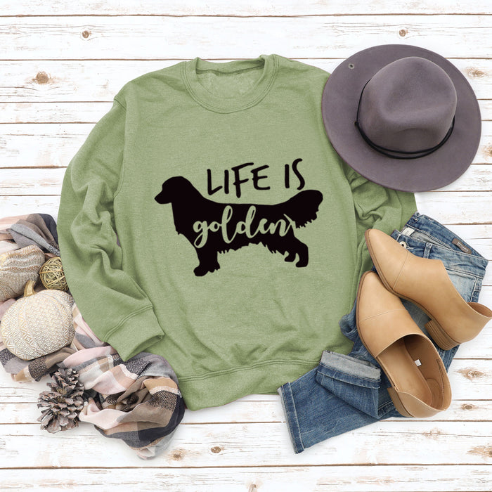 Olive green sweater (black font) / S
