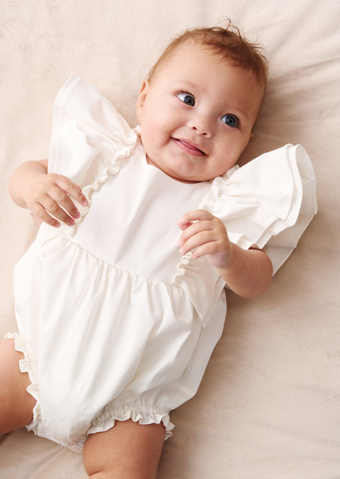 Lily White Double Frill Sleeve Romper