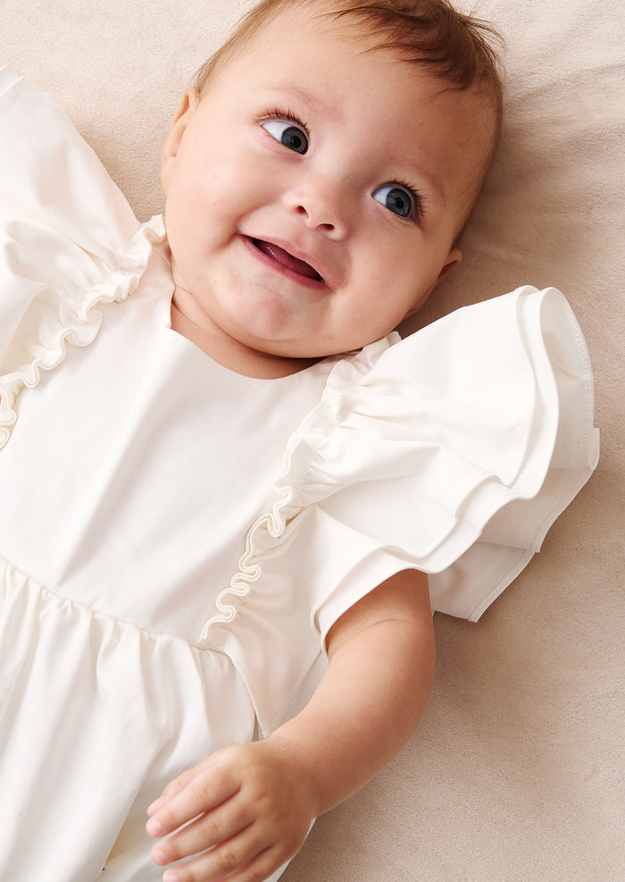 Lily White Double Frill Sleeve Romper