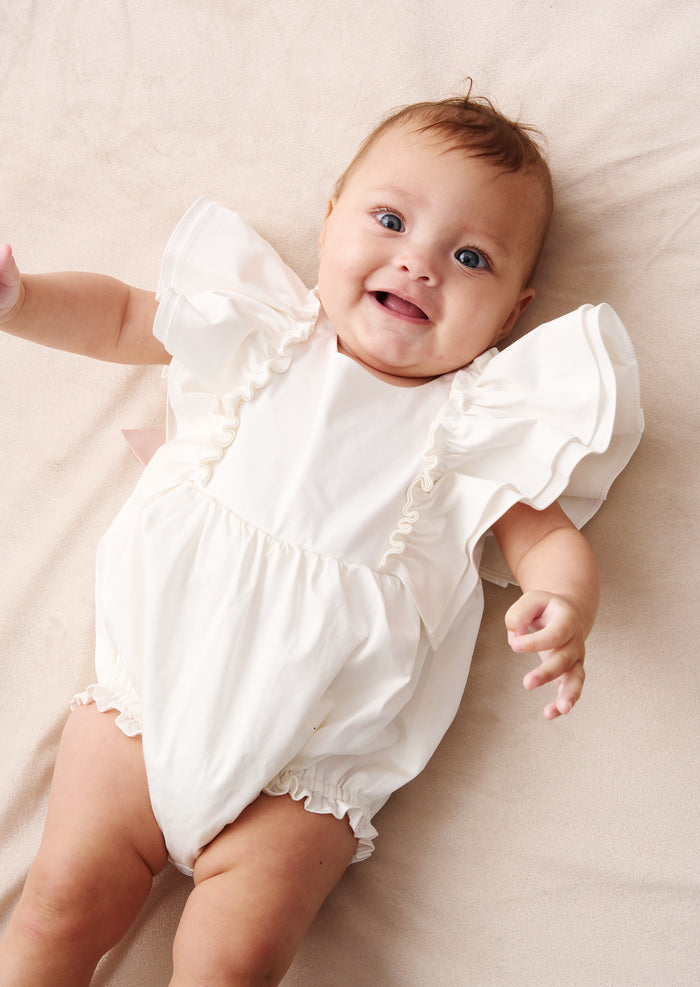 Lily White Double Frill Sleeve Romper