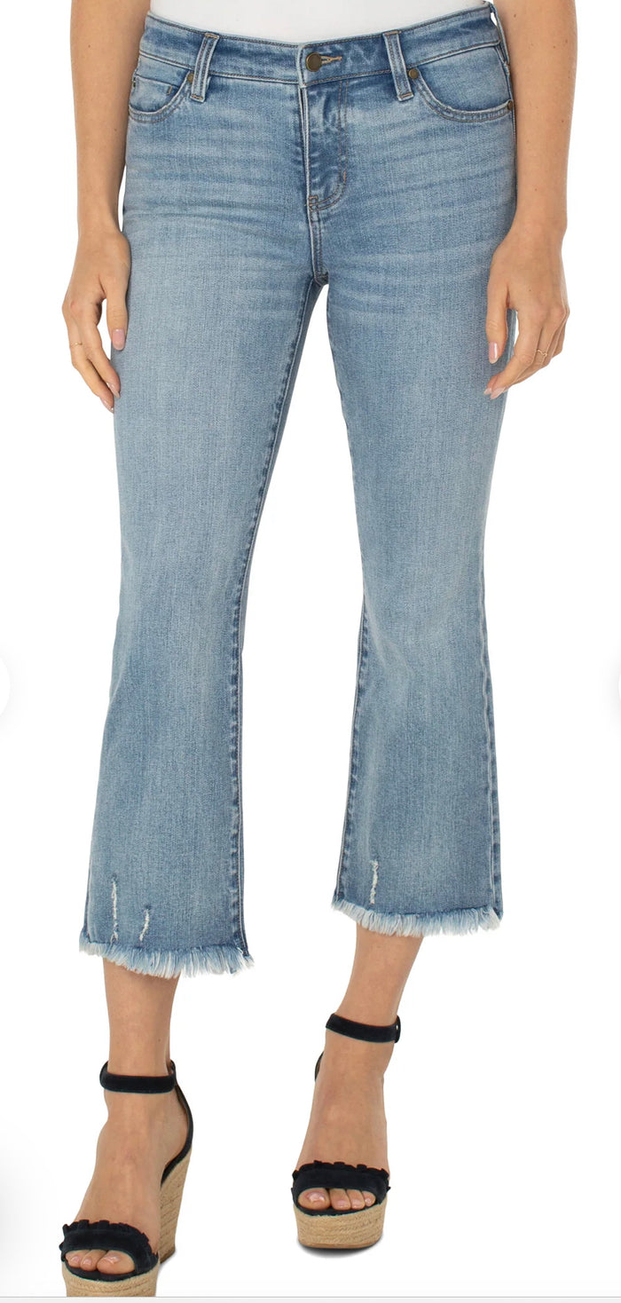 LIVERPOOL *HANNAH CROP FLARE W/FRAY HEM