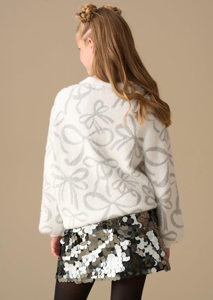 Livia Silver Bow Eyelash Jumper