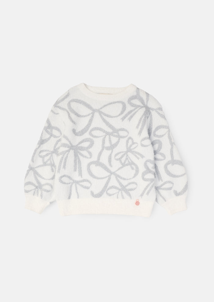 Livia Silver Bow Eyelash Jumper
