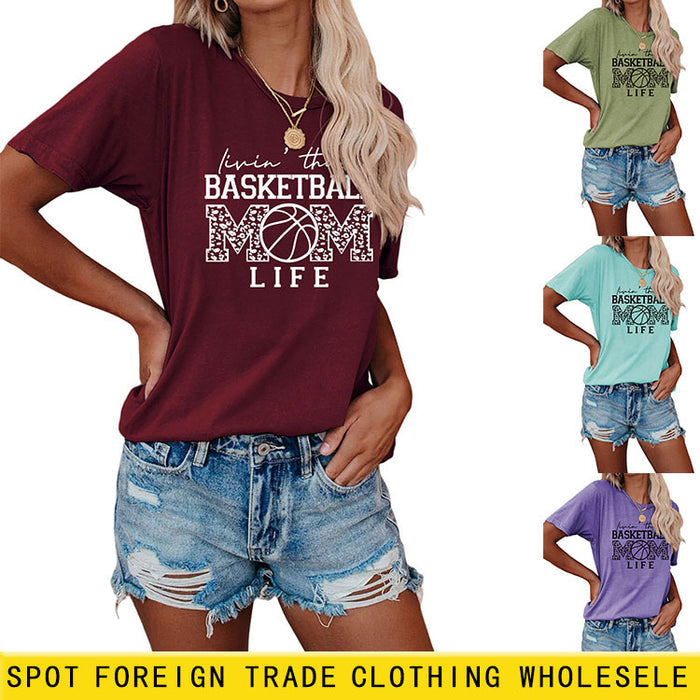 Livin That Basketball, Crewneck, Plus-size Women's T-shirt, Short-sleeved Shirt