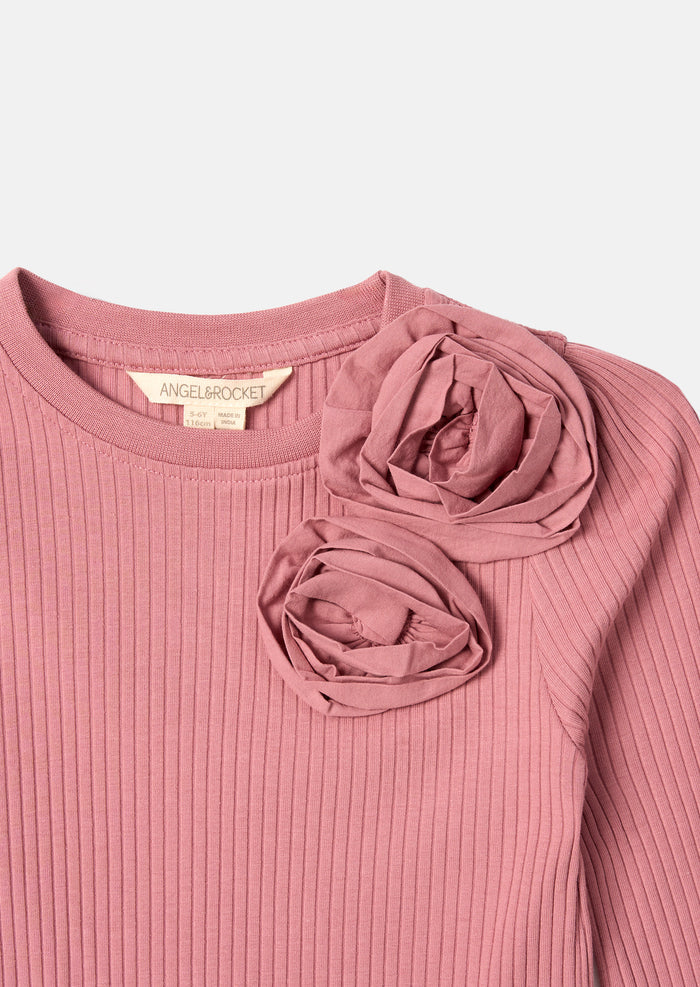 Lizzy Corsage Rib Ls Top