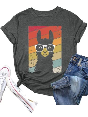 Llama Gifts Tees Women Short Sleeve Cute Llama T-Shirt
