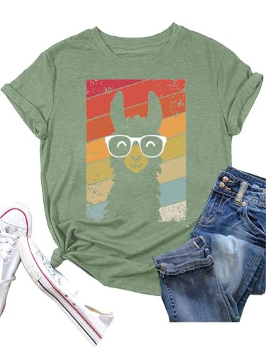 Llama Gifts Tees Women Short Sleeve Cute Llama T-Shirt