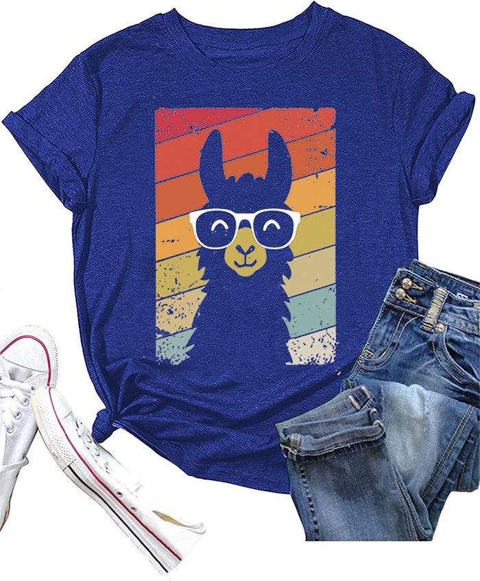 Llama Gifts Tees Women Short Sleeve Cute Llama T-Shirt