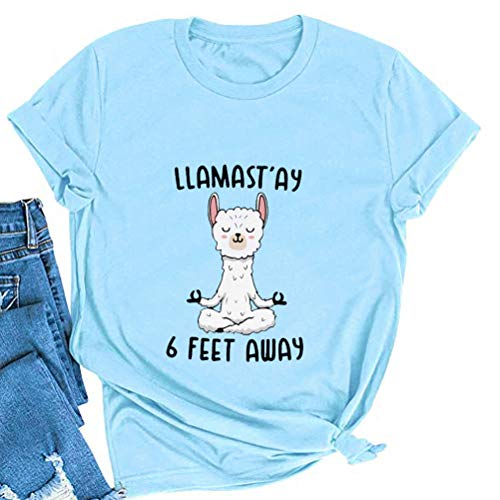 Llamast'ay 6 Feet AwayT-Shirt for Women Cute Llama Graphic Shirt