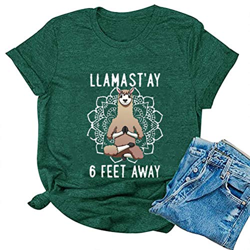 Llamast'ay 6 Feet AwayT-Shirt for Women Cute Llama Graphic Shirt