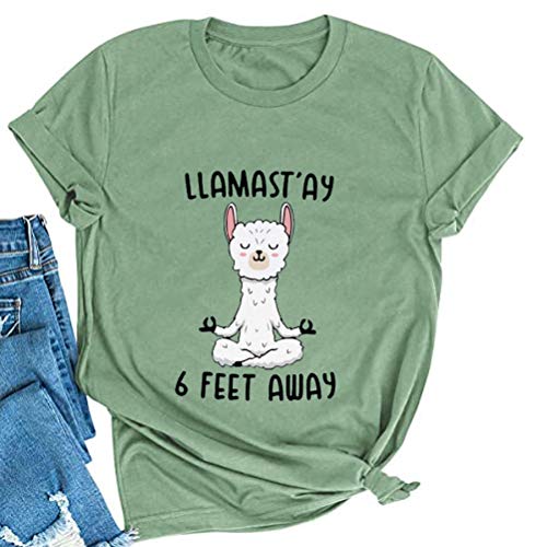 Llamast'ay 6 Feet AwayT-Shirt for Women Cute Llama Graphic Shirt