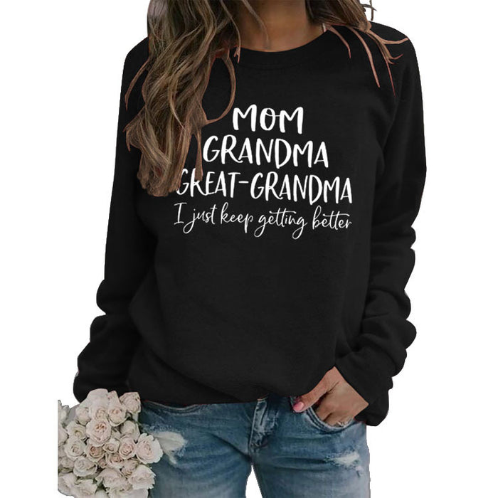 Long Sleeve T-shirt MOM GRANDMA GREAT LETTERS AW OVERSIZE SWEATER