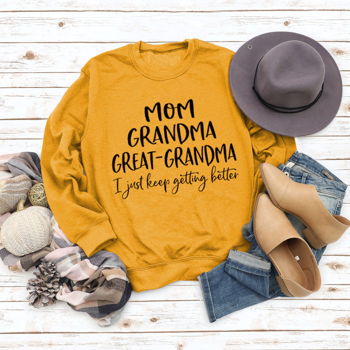 Long Sleeve T-shirt MOM GRANDMA GREAT LETTERS AW OVERSIZE SWEATER