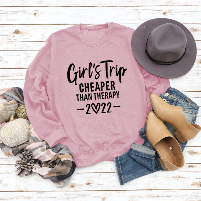 Loose Round Neck Long Sleeve Girls Trip CHEAPER Letter Top Plus Size Sweater