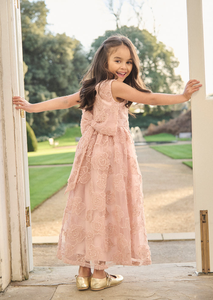 Louise Blush Embellished Bow Back Dress