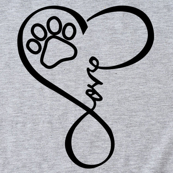 LOVE Dog Print Love Print Round Neck Short Sleeve Fashion Women's T-Shirt