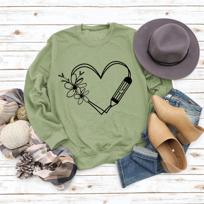 Olive green sweater (black font) / S