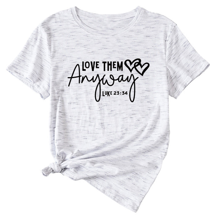 Love Them Letter-printed Women's Casual Round Neck Short-sleeved T-shirt