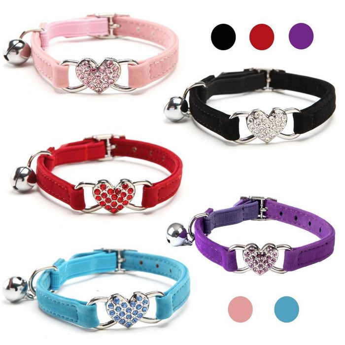 Lovely Heart with Bell Design Cat Collar Cat Care & Grooming Pet Clever