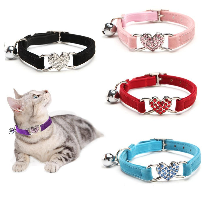 Lovely Heart with Bell Design Cat Collar Cat Care & Grooming Pet Clever
