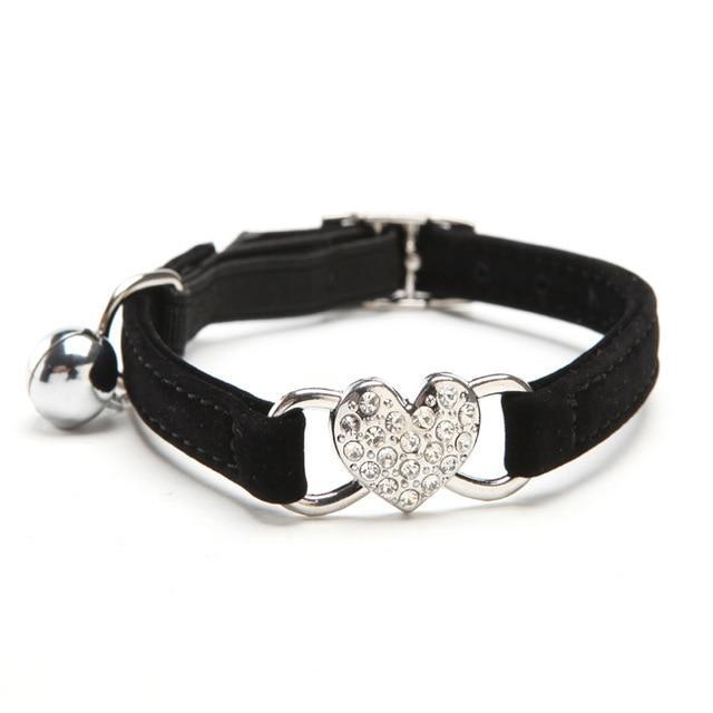 Lovely Heart with Bell Design Cat Collar Cat Care & Grooming Pet Clever Black