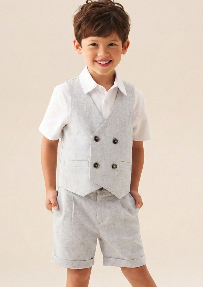 Luca Melange Waistcoat and Shirt Set
