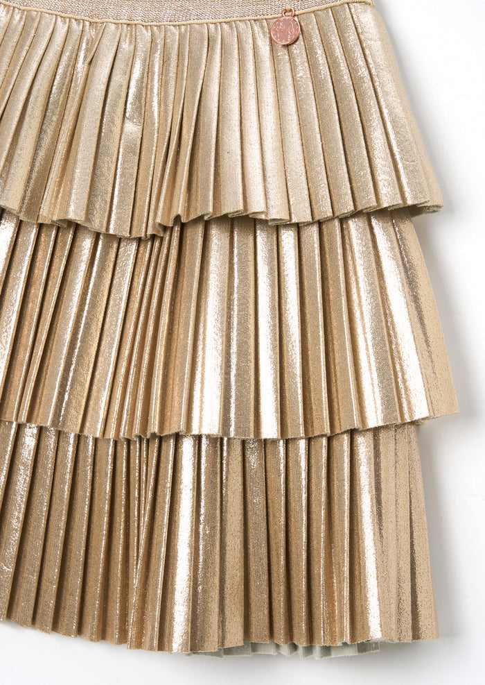 Lucile Metallic Pleated Rara Skirt