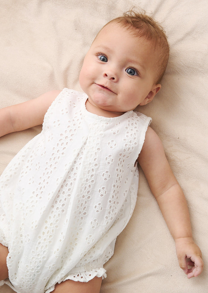 Lula White Broderie Frill Romper
