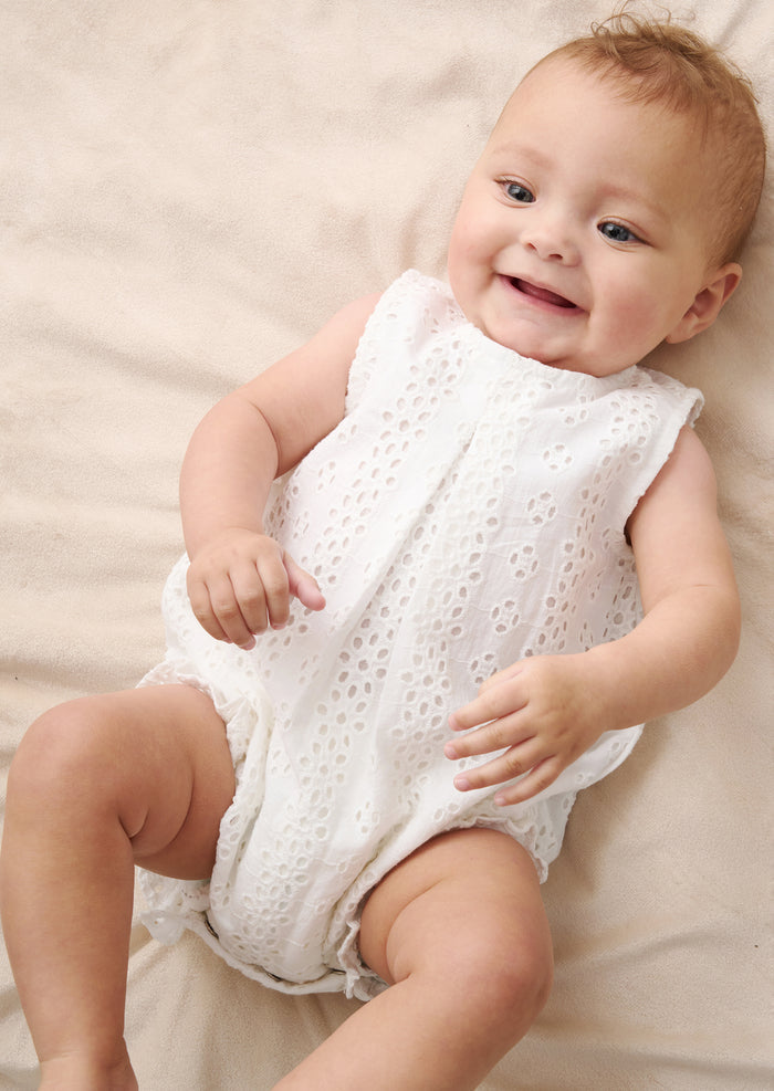 Lula White Broderie Frill Romper
