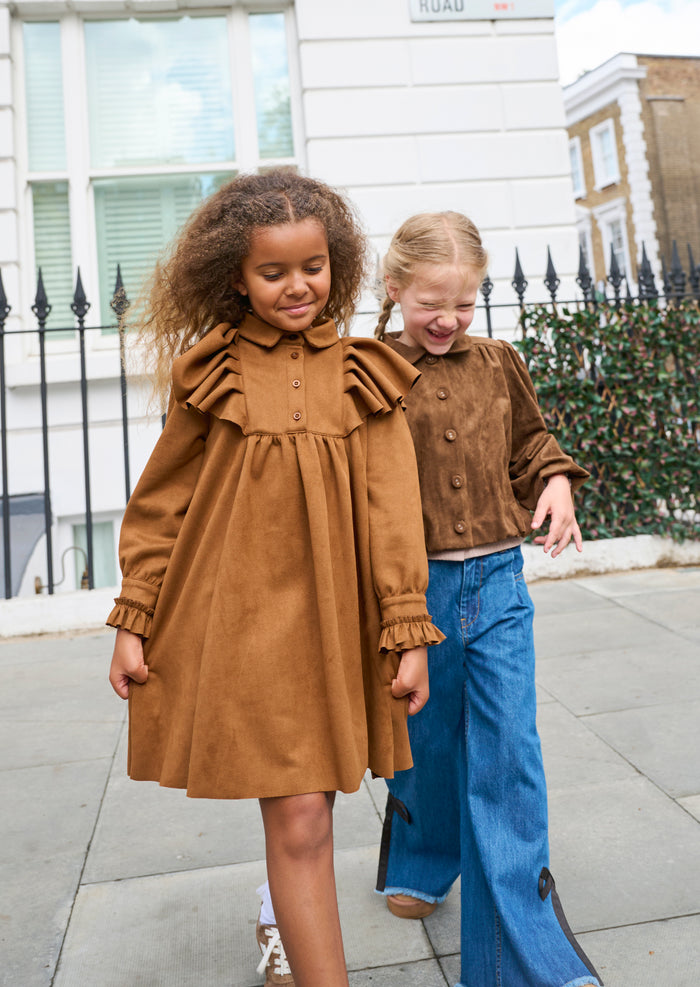 Macie Suedette Cape Collar Shirt Dress