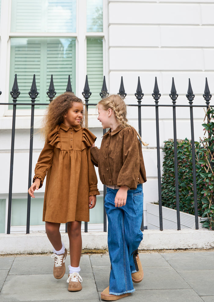 Macie Suedette Cape Collar Shirt Dress
